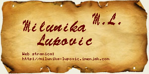 Milunika Lupović vizit kartica